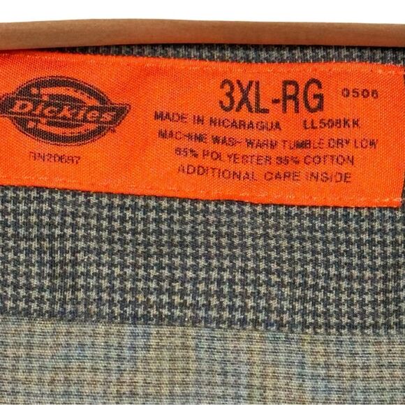 Vintage Dickies Work Shirt Men's Houndstooth Button Up khaki Grunge Skater sz 3x - Picture 5 of 8